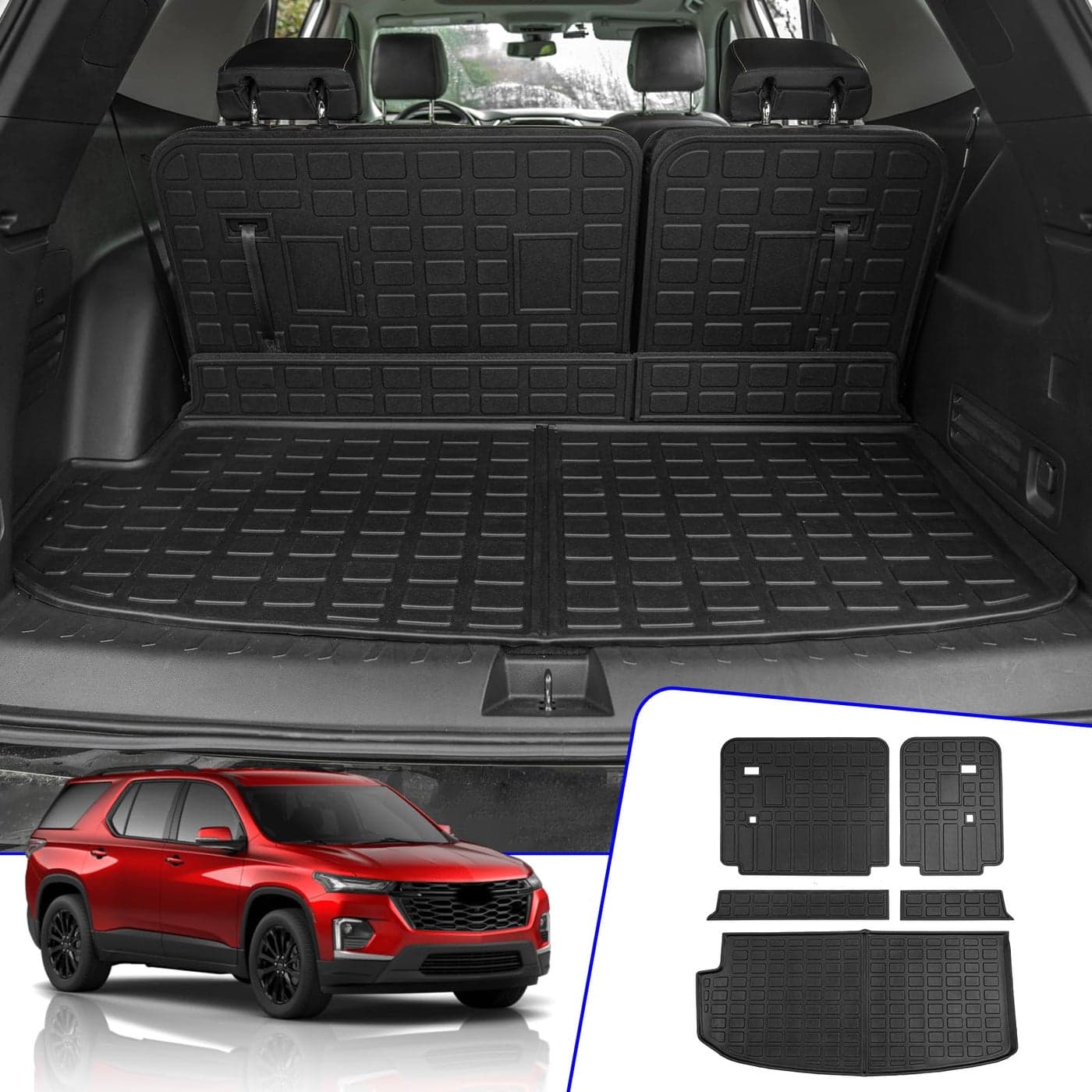 Rongtaod Cargo Mat Compatible with 20182023 Chevrolet Traverse Fit 2024 Traverse Limited Trunk Mat Trunk Liner Cargo Liner Back Seat Cover 2023 Chevy Traverse Accessories Backrest MatsTrunk Mat