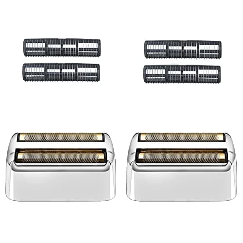 2 Pack Shaver Replacement Foil and Cutters Compatible with BaBylissPRO Double FXFS2 Metal Shaver foil Replacement,Silver
