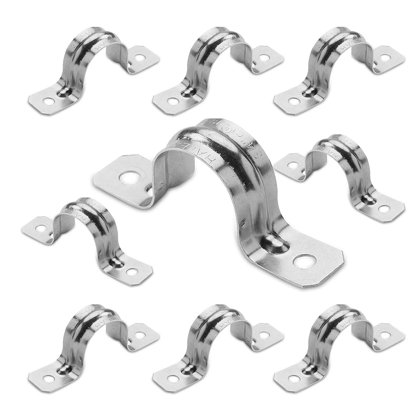 OHLECTRIC Heavy Duty Pipe Strap 10 Pack 1 Inch Zinc Plated Steel Conduit Clamps 2 Hole Steel EMT Pipe Strap U Bracket Zinc Coated Tension Tube Clip Metal Pipe Clamp for EMT Conduits