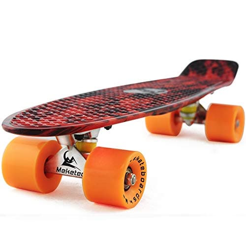 Skateboard Adults Mini Cruiser Complete Kids Skateboards Youth Board for Boy Girl Beginners Children Toddler Teenagers 22 inch Red Flame