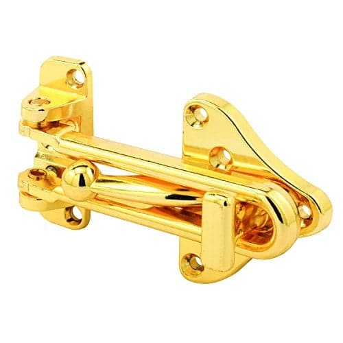Prime-Line U 11315 Swing Bar Door Guard With High Security Auxiliary Lock, Brass Finish (Single Pack)
