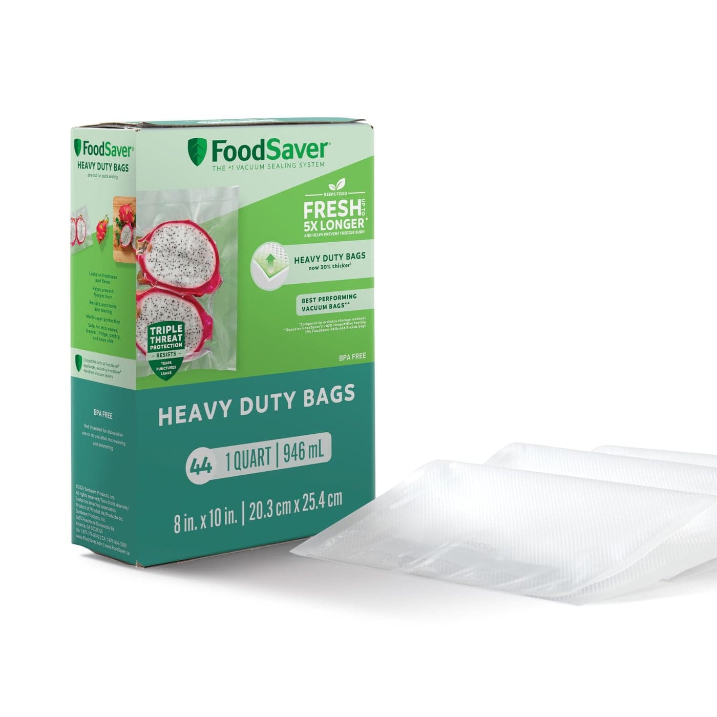 FoodSaver Heavy Duty Quart Vacuum Seal Bags 44 Pack with 30 Extra Thickness Compatible with All FoodSaver Appliances