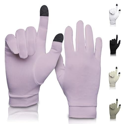 Pure Silk Glove Liners | Soft & Comfortable | Inner Thermal Touchscreen Gloves | Natural Wear | Unisex | Wash Bag Included (Salmon, Small)