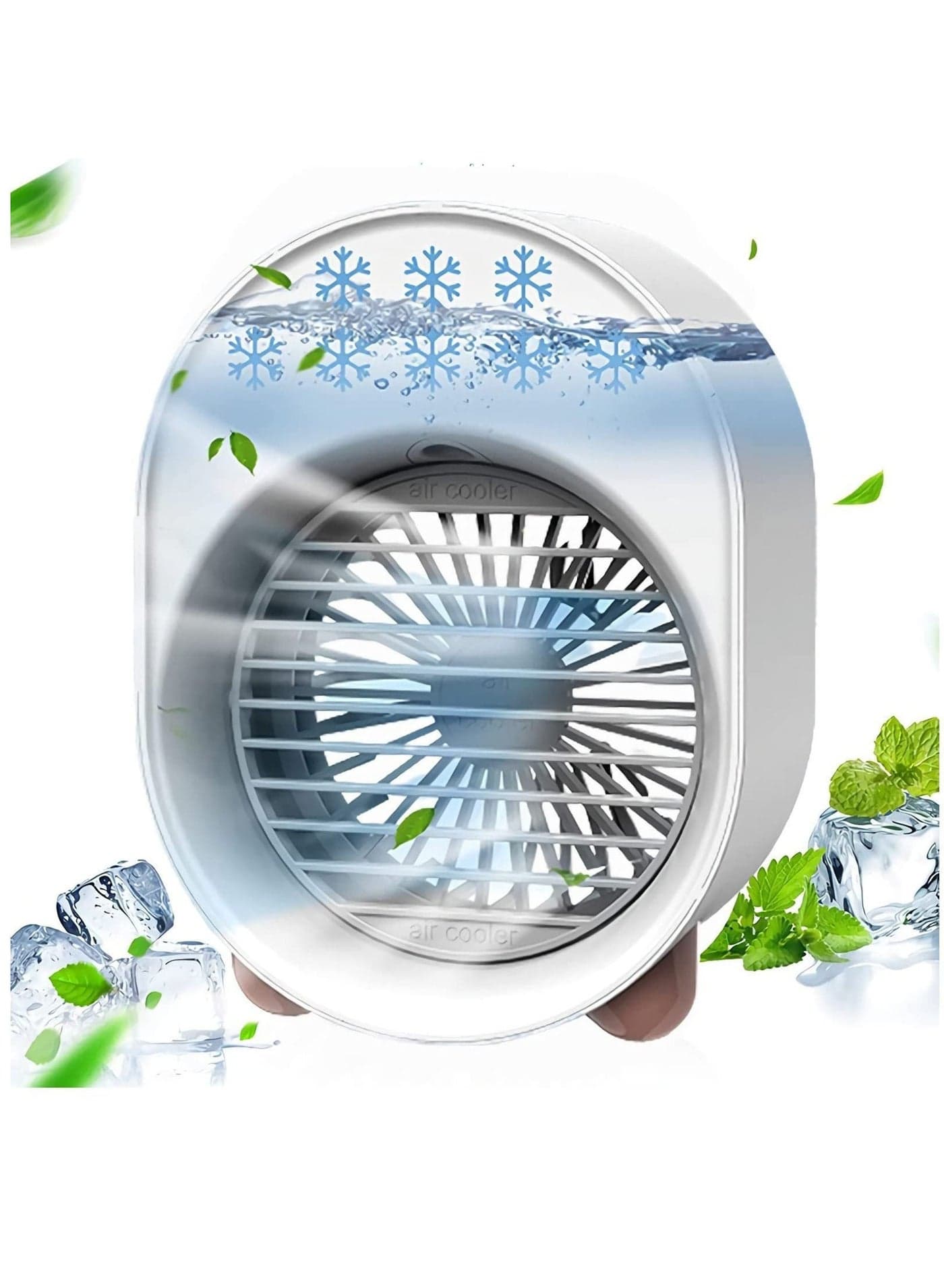 Portable Air Conditioner Personal Evaporative Cooler White 4 in 1 USB Cooling Fan with Colorful Atmosphere Light Mini AC Desk Misting For Small Room/Office/Dorm/Bedroom/Camping.