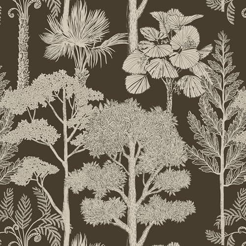 Safiyya Peel and Stick Wallpaper Brown Forest Contact Paper Vintage Tree Wall Paper Renter Friendly Self Adhesive Removable Wallpaper for Bathroom Vinyl Brown 17.3" x 118"