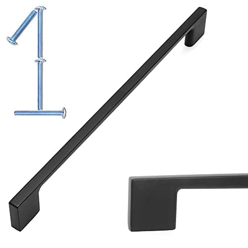 KOOFIZO Wide Foot Cabinet Bar Pull - Black Modern Solid Handle, 8.8 Inch/224mm Screw Spacing, 1-Piece for Kitchen Cupboard Door, Bedroom Dresser Drawer, Bathroom Wardrobe Hardware