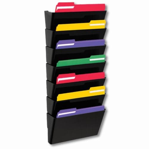 1InTheHome Wall File Organizer, Expandable Wall Pockets, Letter-Sized,7 Pocket, Black