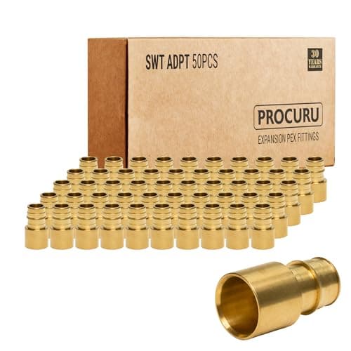 50Pack PROCURU 12 PEXA x 12 Female Sweat Adapter Expansion PEXA F1960 Brass Plumbing Fitting Certified Safe Fits over 12 Copper Pipe