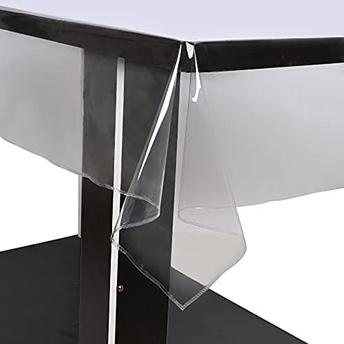 OrientalWeavers Premium 6 Seater Large Dining Tablecloth Protector 60x90In - Waterproof and Stain Resistant - Rectangular Transparent PVC Table Cover