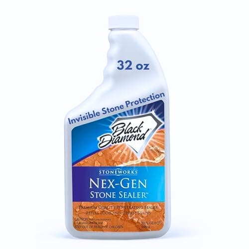 Black Diamond Stoneworks NEX-GEN Natural Stone Penetrating Sealer: Long-Lasting Protection Interior and Exterior ; Granite, Marble, Travertine, Limestone, Grout, Tile, Brick, Slate Floors
