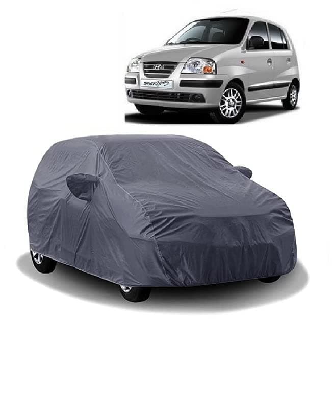 Carigiri Grey Car Body Cover for Hyundai Santro Xing(Triple Stitched,Mirror Pockets)(Models-2004, 2005, 2006, 2007, 2008, 2009, 2010, 2011, 2012, 2013, 2014, 2015, 2016)