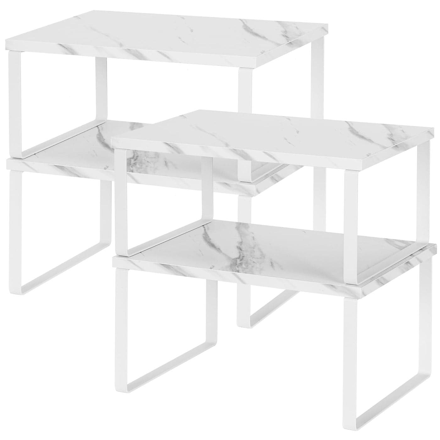 NEX Kitchen Counter Shelf Stackable Cabinet Shelf Organizers Expandable Countertop Shelf for Pantry Set of 4 White