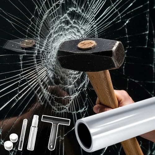 DUOFIRE Window Security Film Premium 8 Mil Tempered Glass Window Film for Enhanced Safety Adhesive Anti-Shatter for Supermarket, Display Cabinet, Home, Office Windows 17.4 x 78.7 in(Clear)