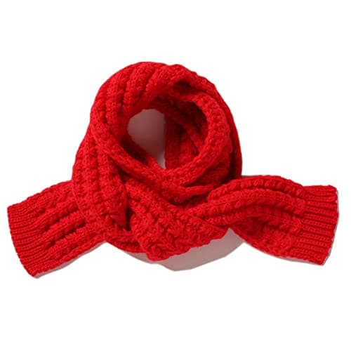 BEARUN Kids Knitted Scarf Winter Fashion Solid Color Toddler Baby Warm Scarves Wrap Neck Warmer for Girls Boys Red