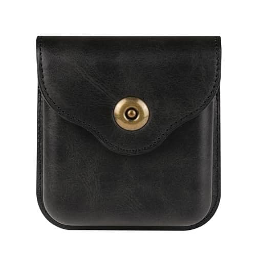 Cellphone Waist Bag with Card Holder Compatible with Samsung Galaxy Z Flip 7/6/5/4/3/2/5G, Mens Leather Cell Phone Belt Holster with Belt Clip Outdoor Sport Carrying Case Waist Holder Bumbag Wallet