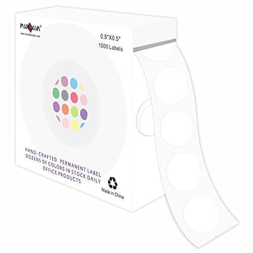 PARLAIM 1/2 Inch Round Permanent Adhesive Color-Code Dot Stickers,1000 Stickers Roll dots Label Dispenser Box Green Circle Stickers Labels (White)