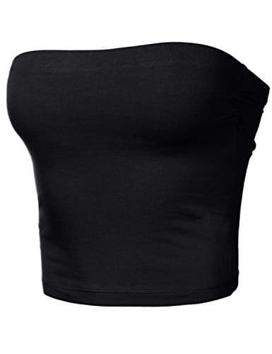 Women's Shapewear Tube Tops Strapless Ruched Built-in Shelf Bra Casual Black M