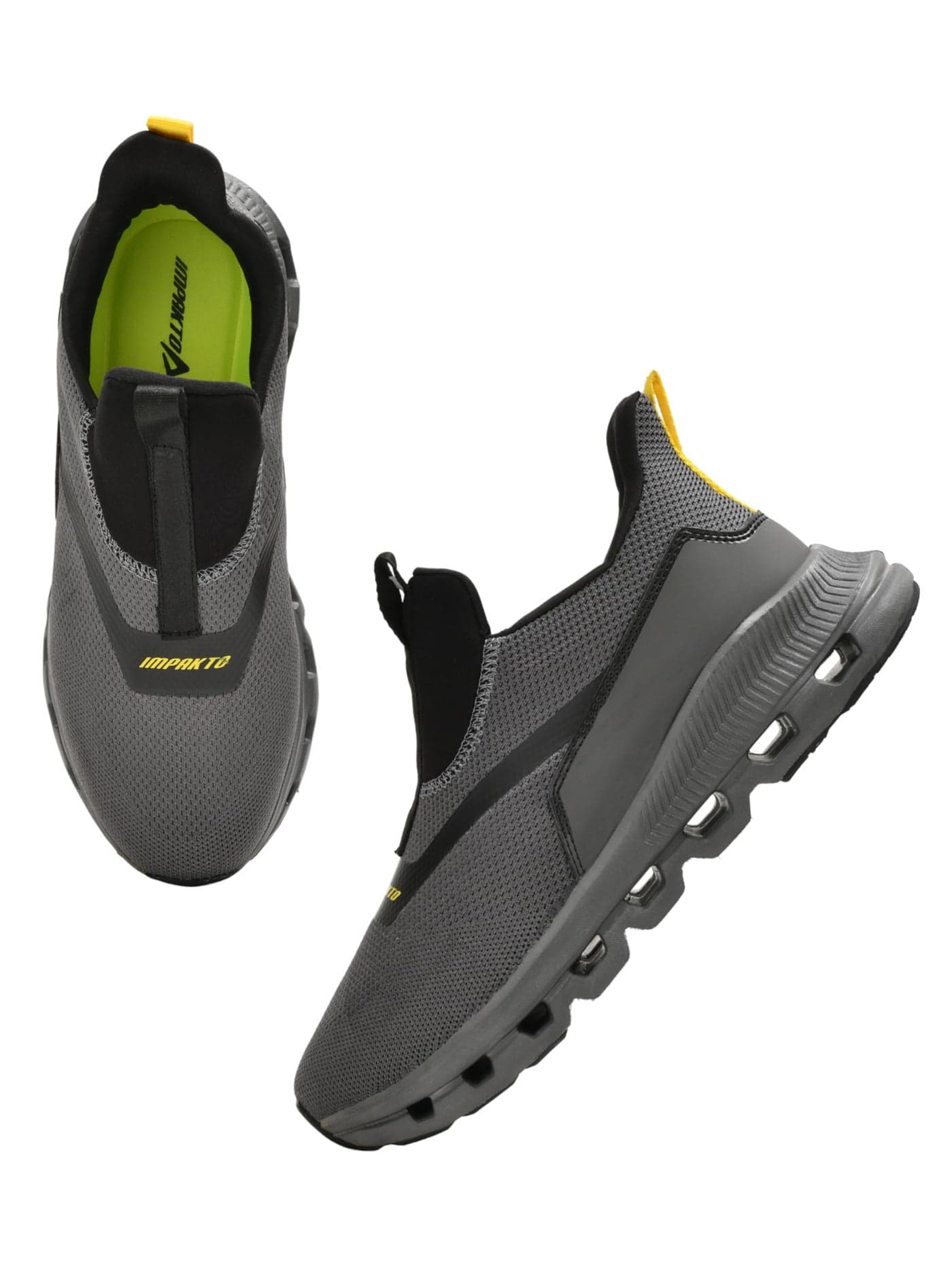 Impakto Men's Sports Shoes with Memory Foam Cushioned Insole| Running Walking Gym Training Jogging Athletics| Comfortable & Stylish| Casual & Lightweight|Slipon Sneaker Gent's Boy's Grey