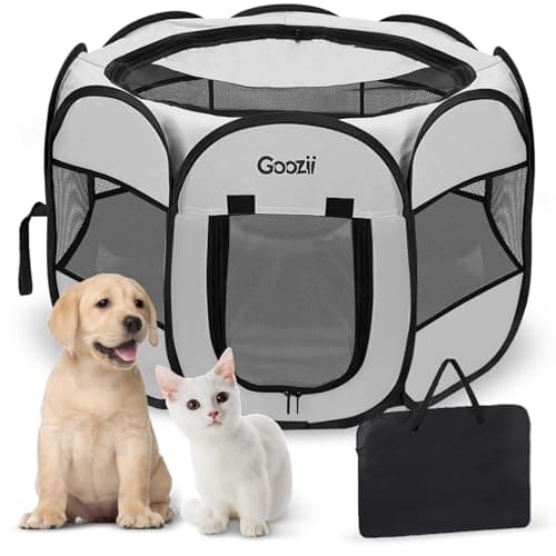 Goozii Pet Cat Playpen for Indoor Cats Enclosed Puppy Dog Play Pen for Outdoor Travel Camping Small Size Light Grey