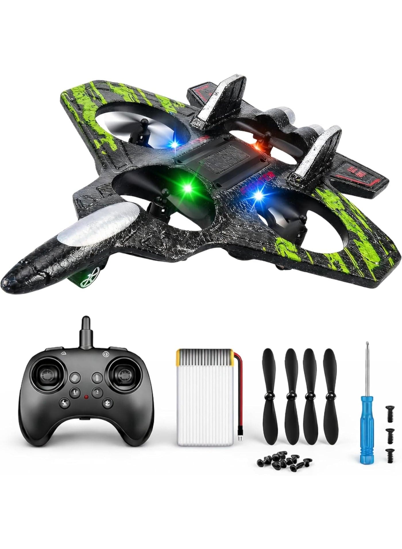 Star Fighter RC Drone – 2.4GHz Remote Control Jet Plane Quadcopter with LED Lights, 360° Flip, Altitude Hold, EPP Foam Crash Resistant for Kids Boys Adults Beginner Gift UAE