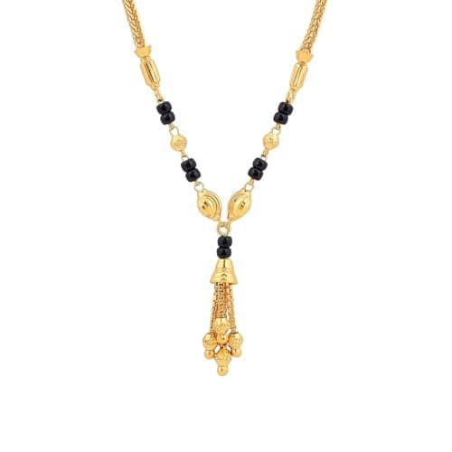 MAIRA 1gm Micron 18K Gold Plated Hypoallergenic Black Beads Kala Mani 925 Sterling Silver Mangalsutra | Tanmaniya Chandi Necklace Jewellery | Pure Silver Gift for Women