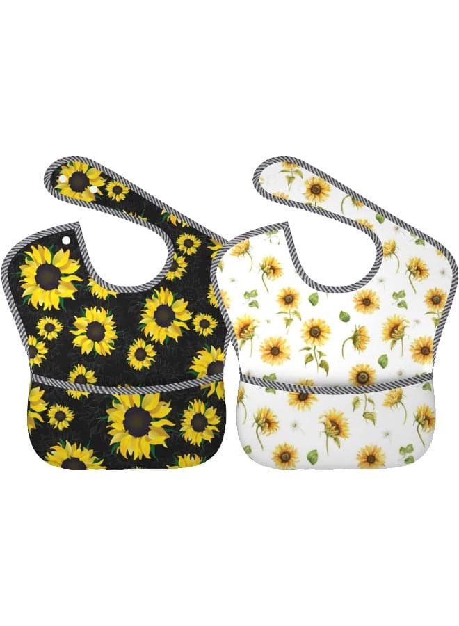 Cute Bibs 2Packs for 6-24 Months Washable Fabric Waterproof