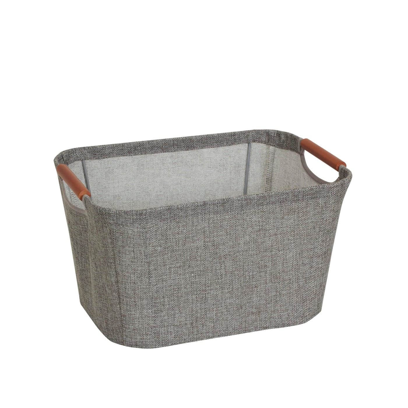 Household Essentials 623 Small Tapered SoftSide Storage Bin with Wood Handles Gray Grey