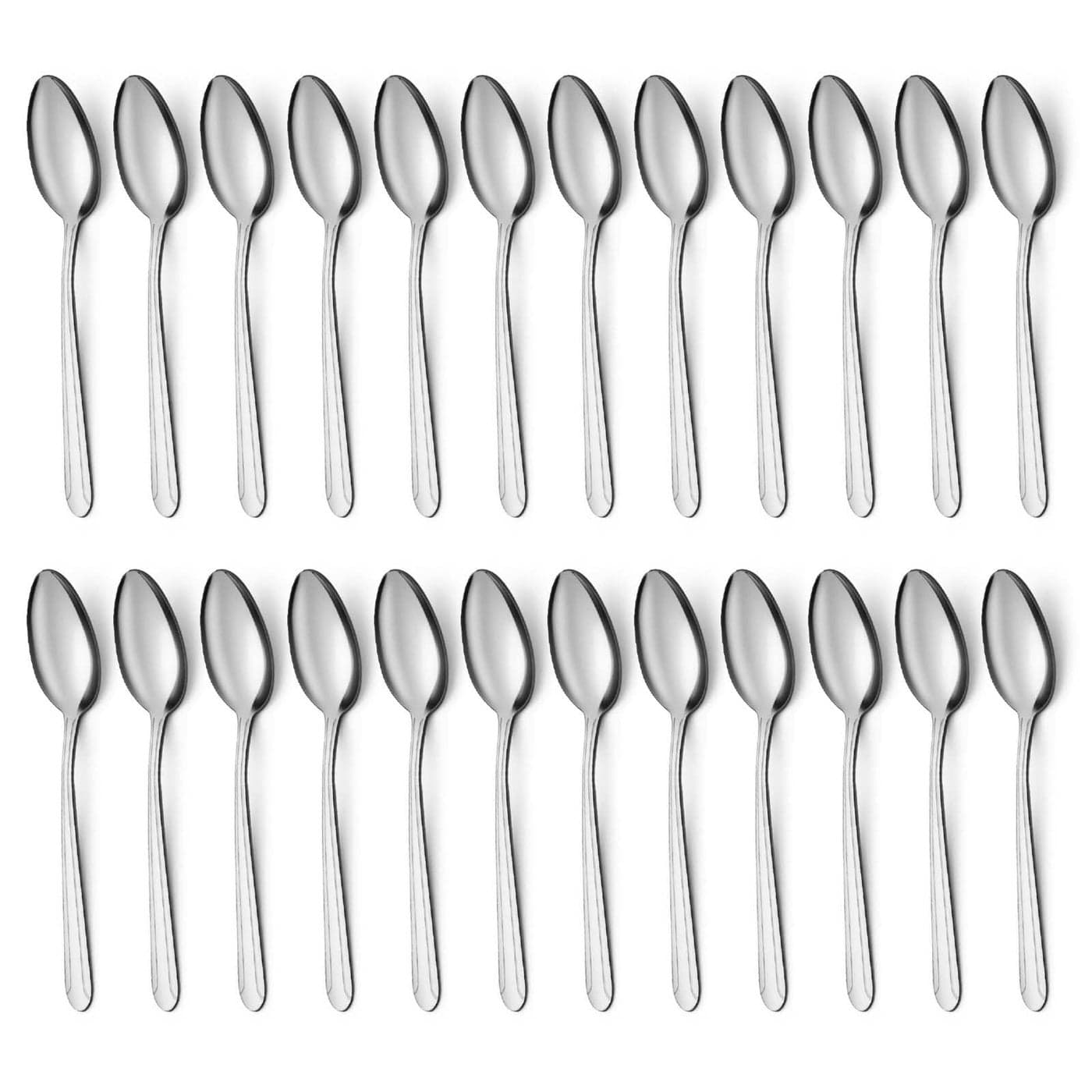 BEWOS 24 Pieces Tea Spoons Set 62 Inches Stainless Steel Teaspoons Silverware Coffee Spoons Small Mirror Polished Dishwasher Safe Silver For Home Restaurant