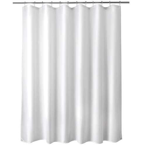 Titanker Fabric Shower Curtain Liner Washable 72 x 78 Inches White Shower Liner Fabric with 2 Magnets Polyester Long Bathroom Shower Curtain Liner Waterproof Soft Lightweight White