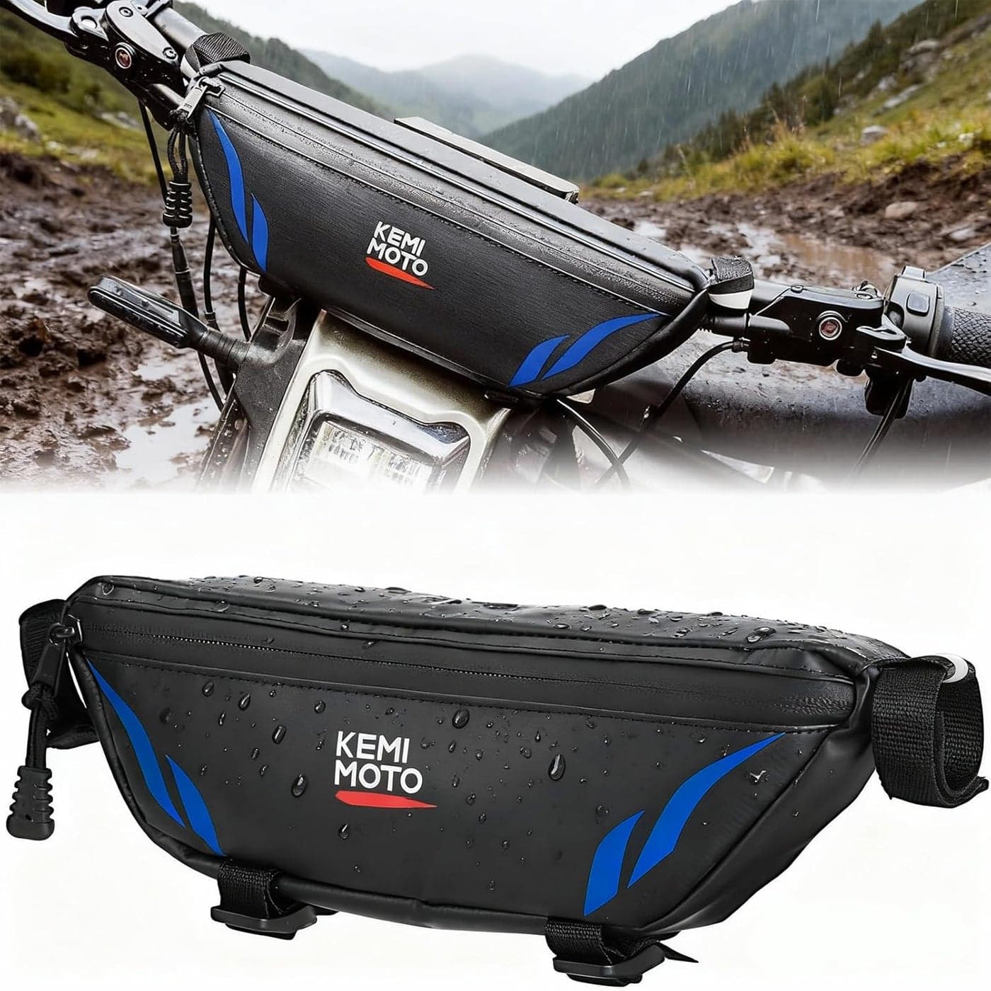 KEMIMOTO Universal Waterproof Motorcycle Handlebar Bag for Electric Dirt Bikes