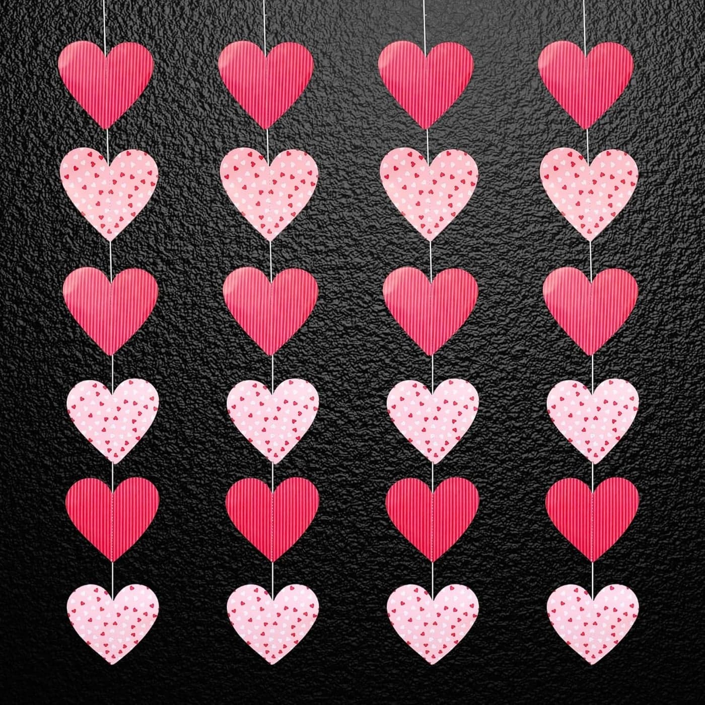 DIGI ARTS Pink and Light Pink Mega HeartShaped 3D Hanging Garland Pack of 4 Frills for Valentines Day Anniversary and Room Decor