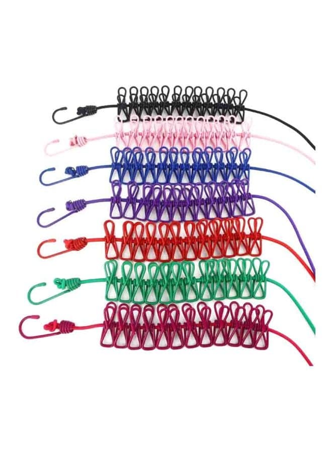 7-Piece Outdoor Retractable Clothesline Multicolour 1.9meter
