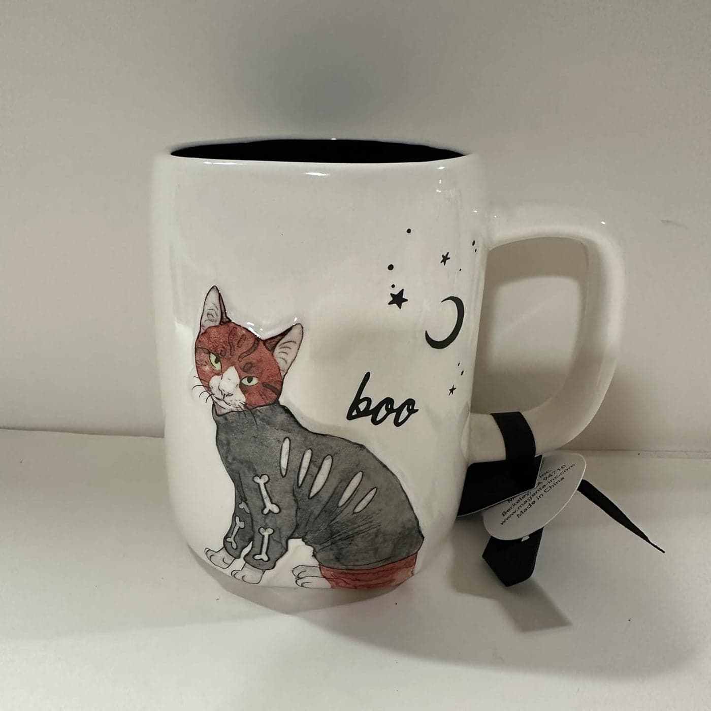 Rae BOO Coffee Mug Cup Allside White Cat Figure HALLOWEEN MUG Dunn by Magenta