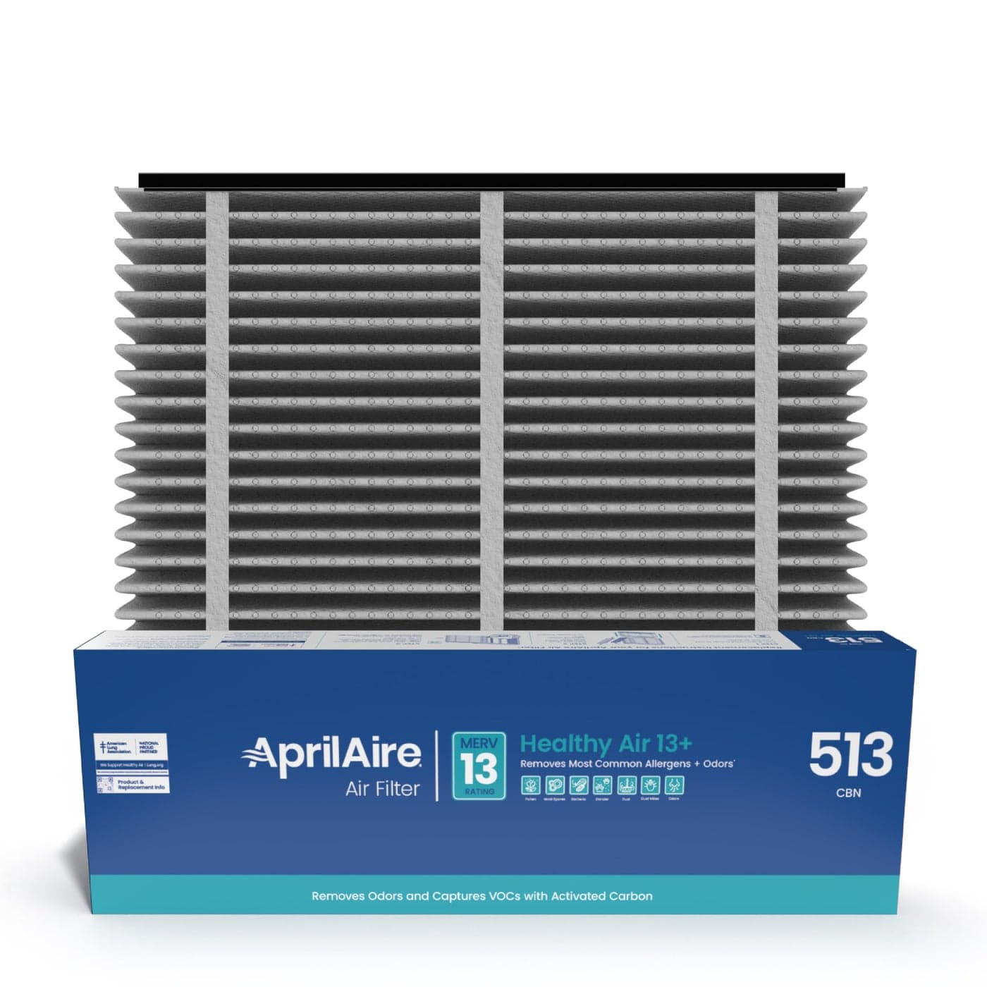 AprilAire 513CBN Replacement Filter for AprilAire Whole House Air Purifiers MERV 13 with Carbon Healthy Home Allergy Odor Reduction 31x28x4 Air Filter Pack of 2