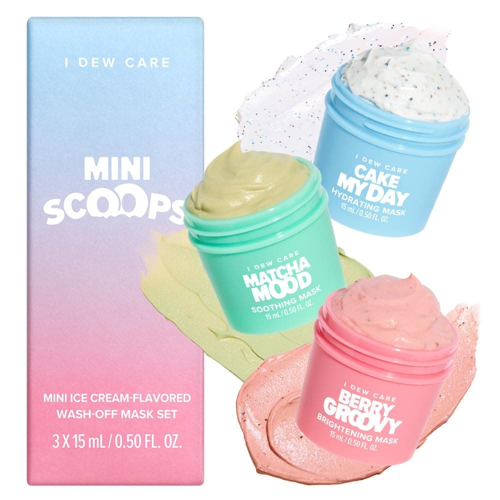 I DEW CARE Wash Off Face Mask Skincare Gift Set Mini Scoops Facial Masks Matcha Hyaluronic Acid Korean Self Skincare Facial Treatment Vegan CrueltyFree Exfoliating Soothing Pore Mask