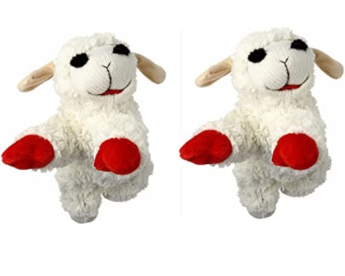 HDP Lambchop Plush Dog Toy 10 with Squeaker ColorWhite SizeSet of 2