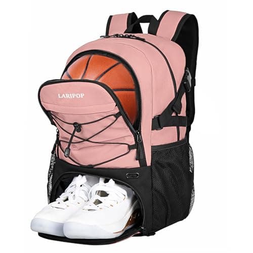 LARIPOP Basketball Backpack with Ball Compartment - Ventilated Shoe Pocket Fits US Size 15, Water Resistant 30L Sports Bag for Men Women Teen Athletes Practice Travel