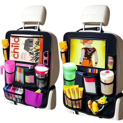 Car Organizer Kick Mats Back Seat Protector Car Back Seat Organizer with Tablet Holder Pocket for Kids Travel Accessories with 10 Storage Pockets 2 Pack