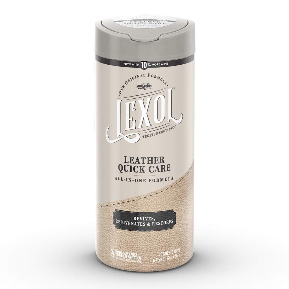 Lexol All Leather Quick Care AllinOne Formula Best Leather Cleaner and Conditioner for Use on Leather Apparel Furniture Auto Interiors Shoes Bags 28Count Sheet WipesE301500100 white