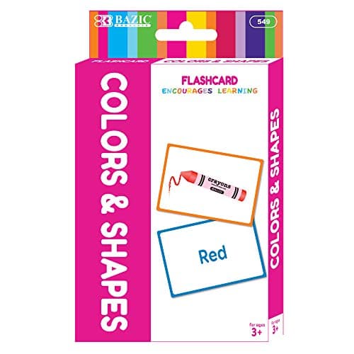 BAZIC Products Colors Shapes Flash Cards DoubleSided with Picture Name with Illustrations Comprehension Flashcards 36Pack 1Pack