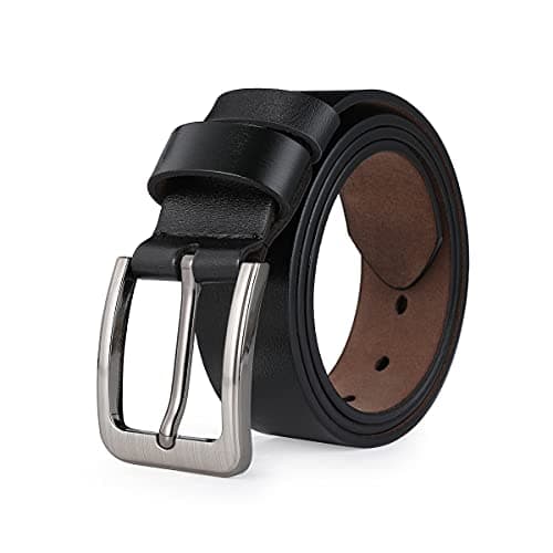 VRLEGEND Mens Belts for Jeans Casual Work Dress 34"-62" Men Belt Leather Big and Tall,Black & Brown Color (56"-62" Waist, Black)