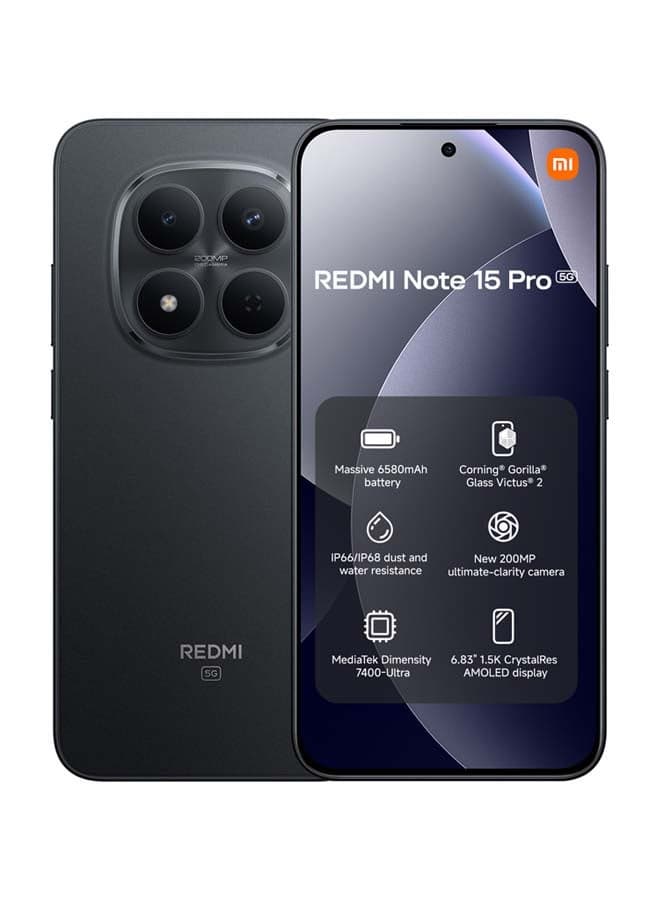 Redmi Note 15 Pro Dual SIM 5G Black 8GB RAM 256GB - Global Version