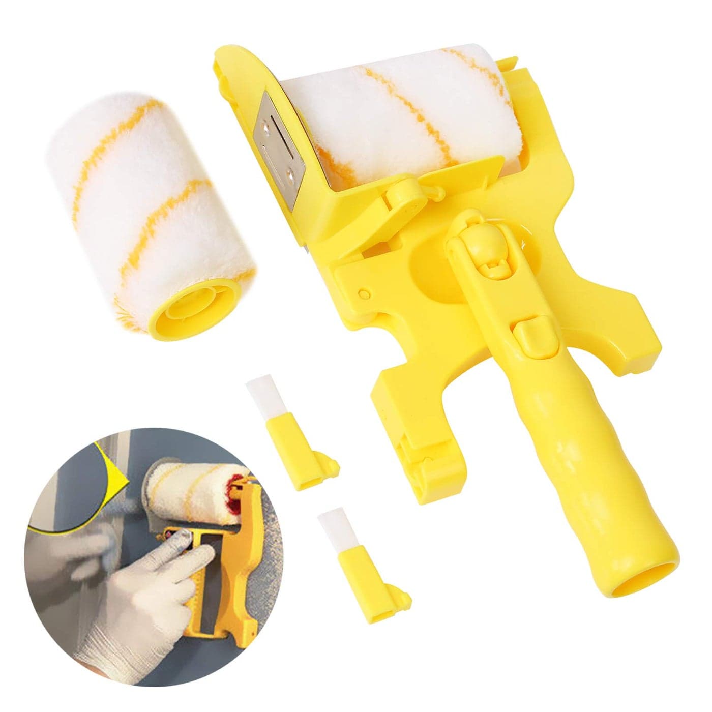 Paint Edger Roller Brush Multifunctional Handheld CleanCut Paint Edger Roller Brush Portable Tool Kit Rexroth Pole Mountable with Roller and Brush for Home Room Wall Ceiling Painting