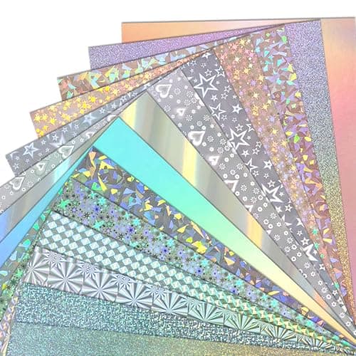 56 Sheets 14 Colors Holographic Metallic Cardstock 5x7in 250gsm92lb Foil Mirror Shimmering Paper for Arts Crafts Scrapbooking Card Making DIY Projects