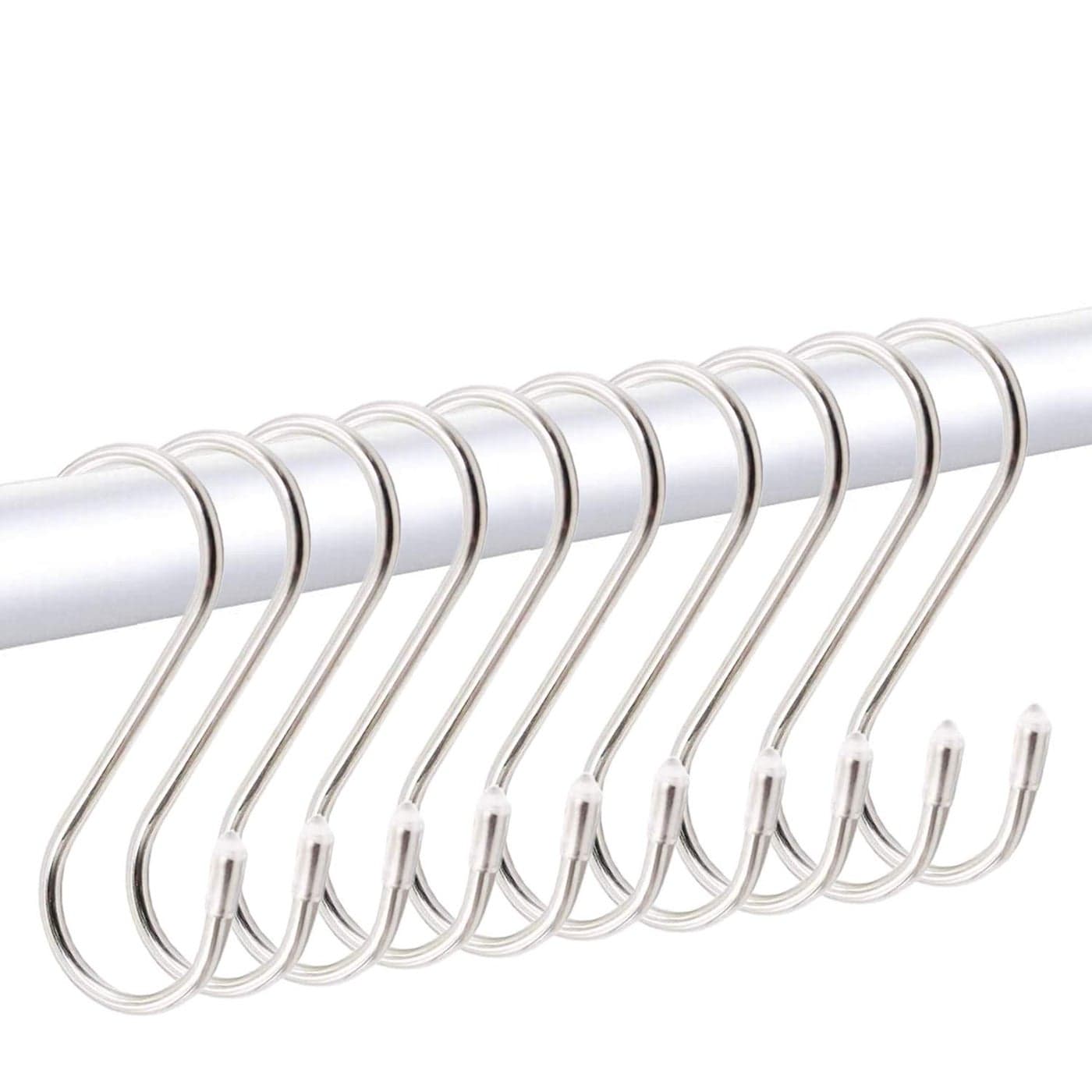 JINHEZO Premium 10Pack Larger Round S Shaped Hooks in Polished Stainless Steel Metal Hangers Hanging for Kitchen Work Shop Bathroom Garden Kitchenware Pots Utensils Clothes Bags Towels