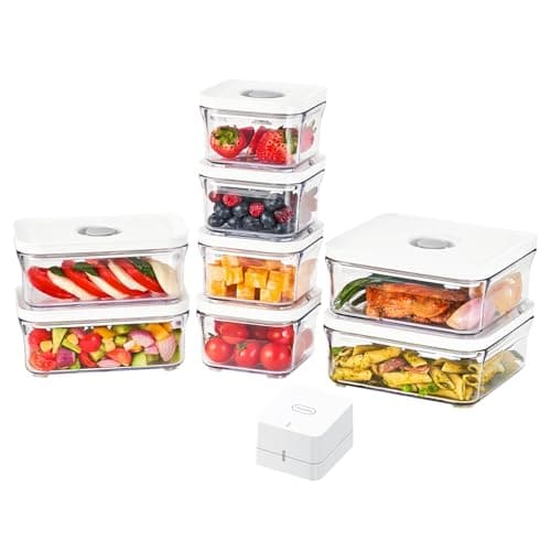 VAKUEN Premium Airtight Food Storage Containers Mini 9PSET include Vacuum Sealer Smart OneClick Seal Lid No Hinges 100 Leak Proof BPAFREE Dishwasher Freezer Microwave Safe