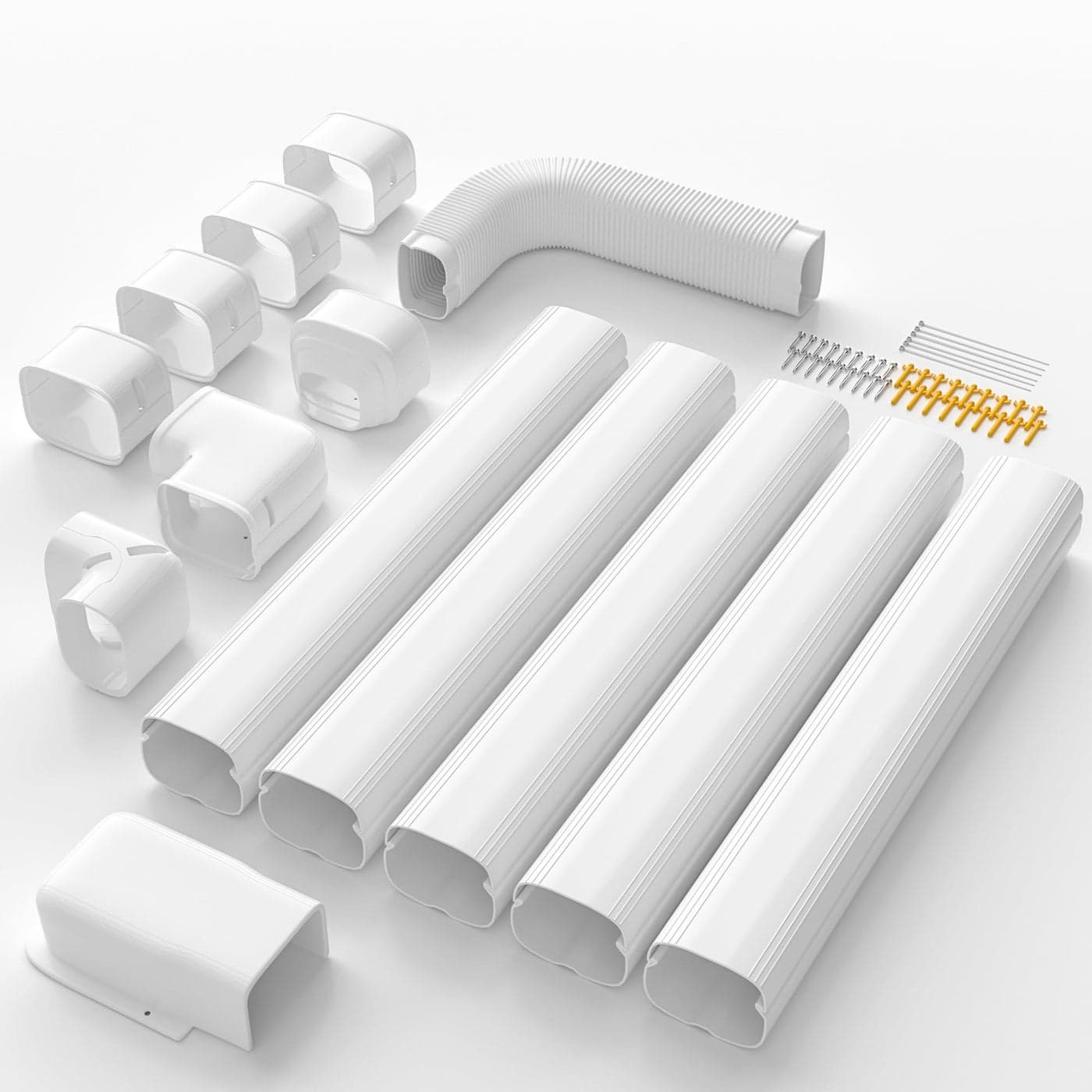 Cestluck 3 19 Ft Mini Split Line Cover Set PVC PP Ductless Pipe Cover Universal for Mini Split AC Central AC