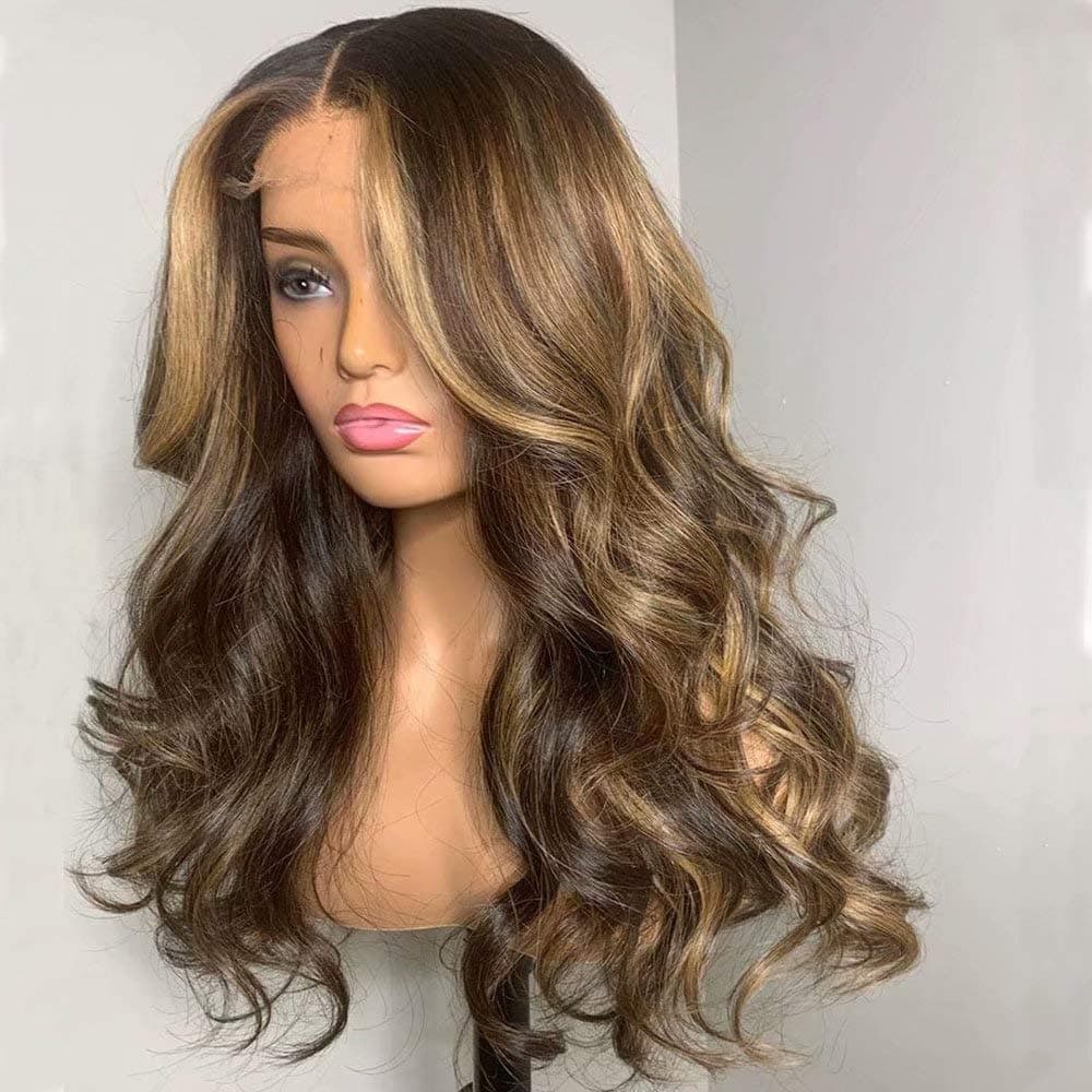 oulaer Hair 13x4 Body Wave Wig Highlight Blonde Brown Human Hair Lace Front Wigs For Black Women Glueless Wigs Pre Plucked With Baby Hair Brazilian Remy Hair 150 Density 16 Inch