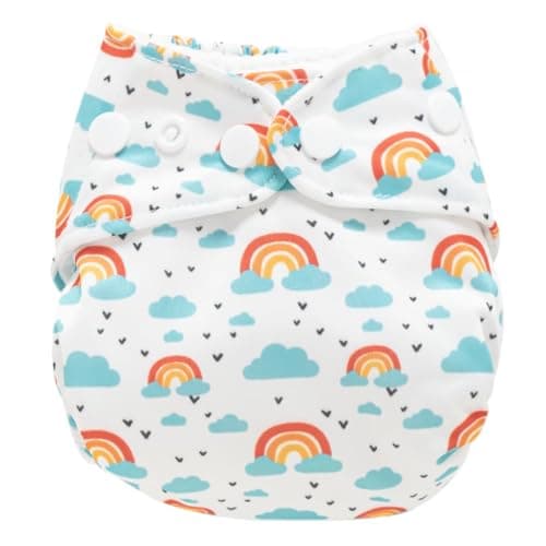 pom-pom SWEET HEARTS Washable Reusable Cloth Diaper with Removable Insert For Babies/Toddler | Skin-Friendly | Can absorb upto 3 pees | Helps in Potty Training | For 5-15 kg | 3 months - 3 years | White & Blue