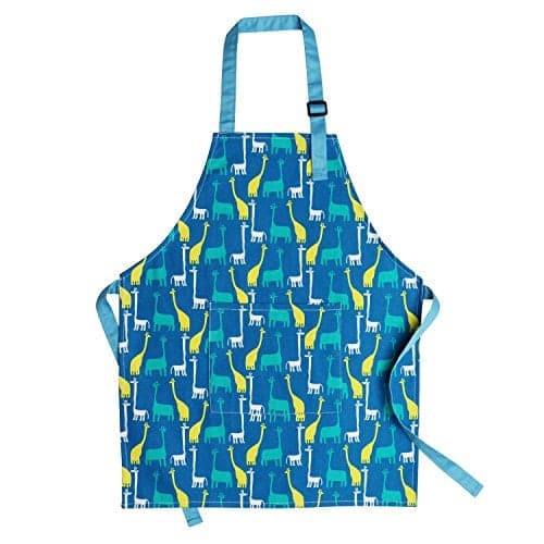 Jennice House Children Cooking Aprons, Pure Cotton Children Kids Aprons with Adjustable Neck Strap and Pocket Cute Blue Child Chef Aprons for Boys and Girls in 2 Sizes (Blue, S)